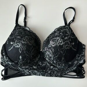 Black/Silver Lace PushUp Bra